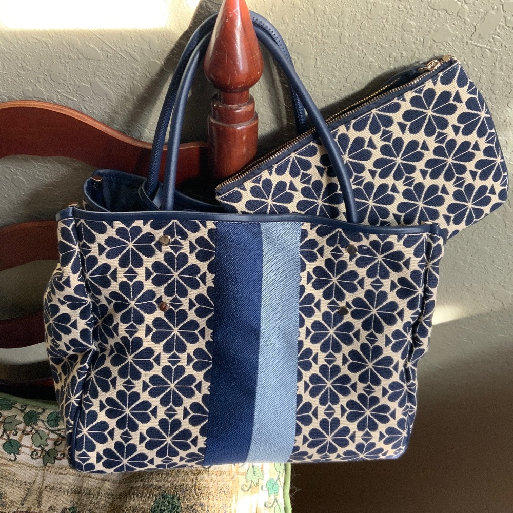 Kate Spade Blue Muti Jacquard Medium Tote